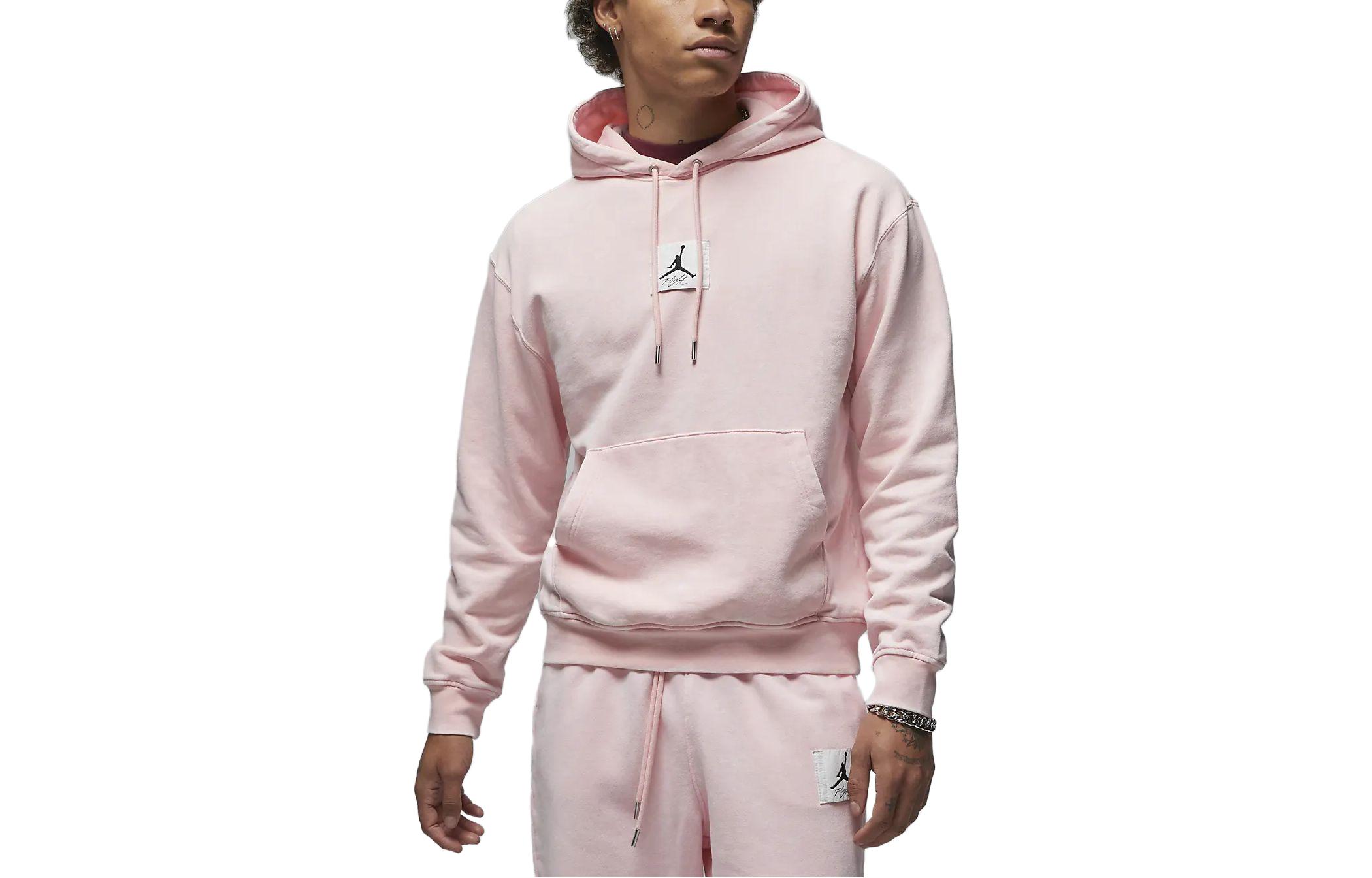 Jordan Logo Water Print Pink Pullover Hoodie for Men DR3087-610