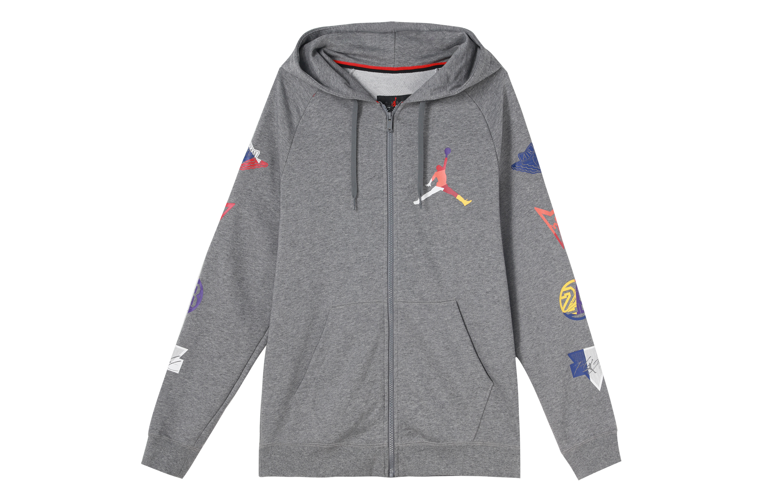Jordan Logo Zip-Up Hoodie Jacket Multicolor Trim Gray CJ7880-091