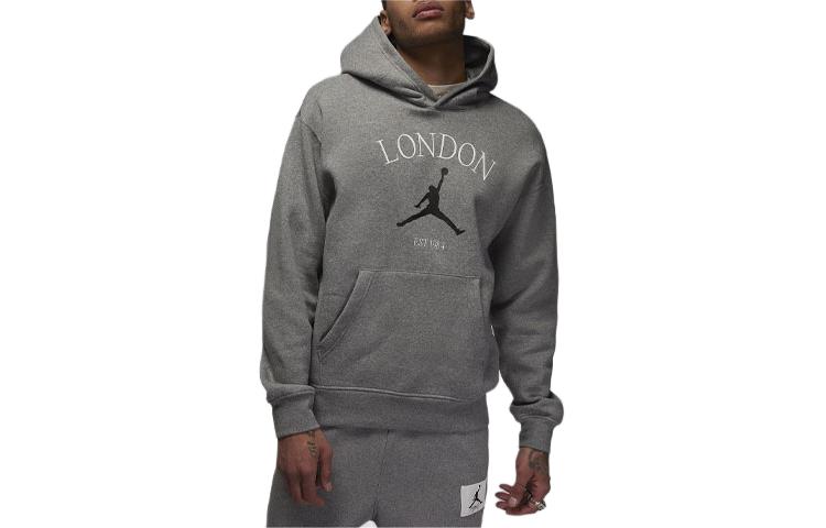 Jordan London Letter Print Hoodie Relaxed Fit Dark Gray HF1522-091