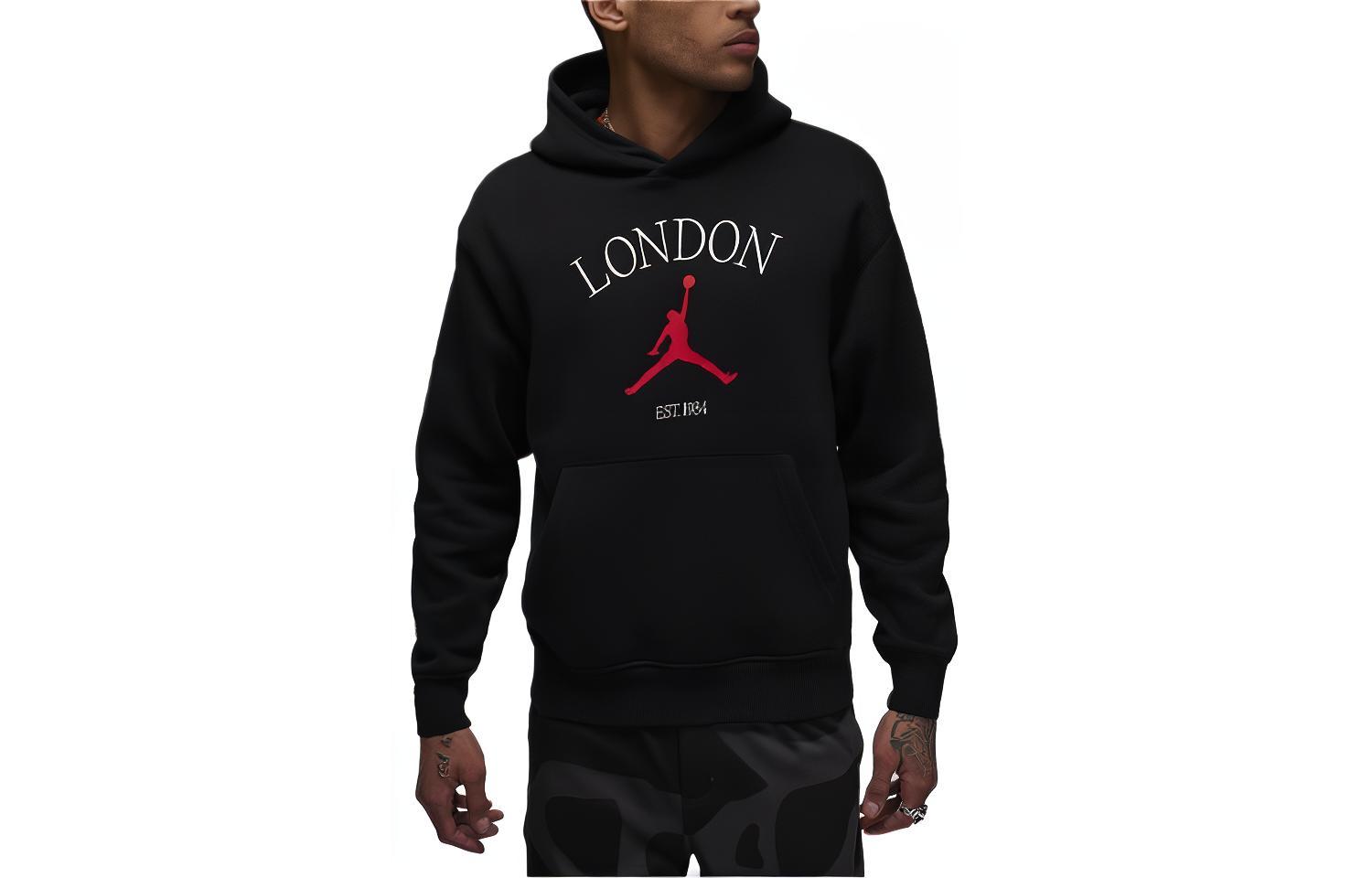 Jordan London Letter Print Loose Hoodie Black HF1522-010