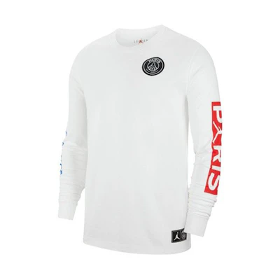Jordan Long-Sleeve Crewneck Tee with Chest Logo Print - White BQ8382-101