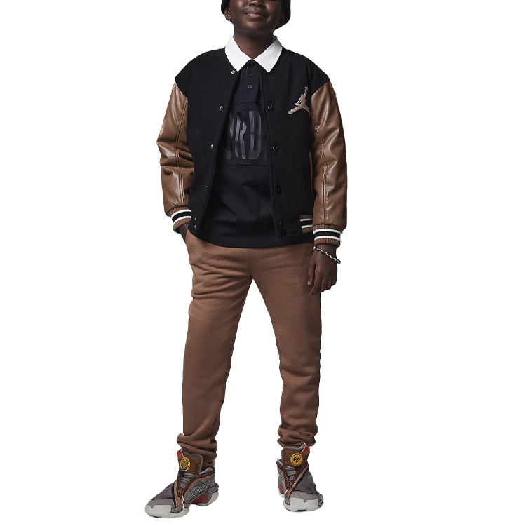 Order Jordan Loose Fit Casual Button-Up Jacket Brown Youth HQ7063-258