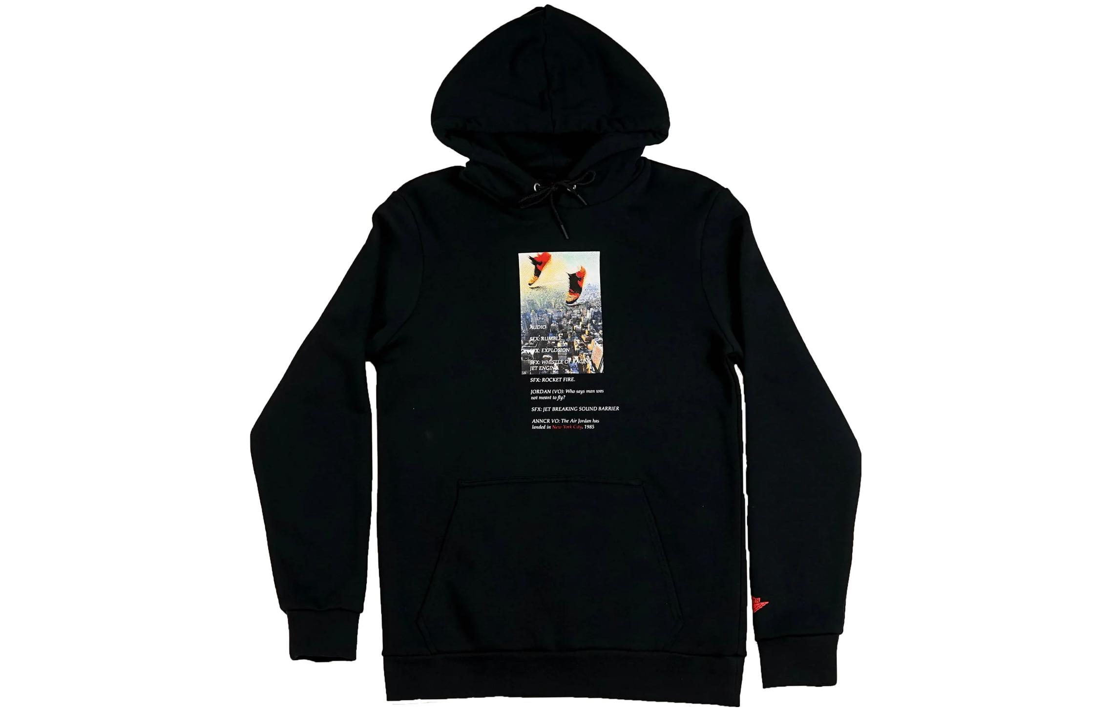 Jordan Loose Fit Letter Print Hoodie Black CZ5936-010