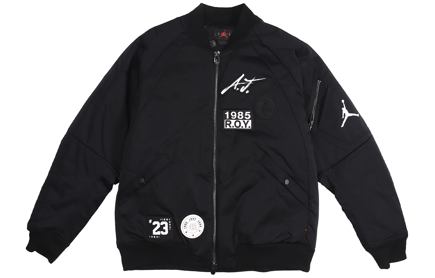 Lookbook 조던 MA-1 블랙 로고 패치 봄버 재킷 CK1358-010