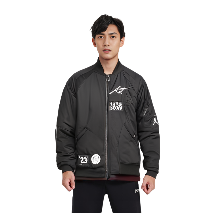 Sizing 조던 MA-1 블랙 로고 패치 봄버 재킷 CK1358-010