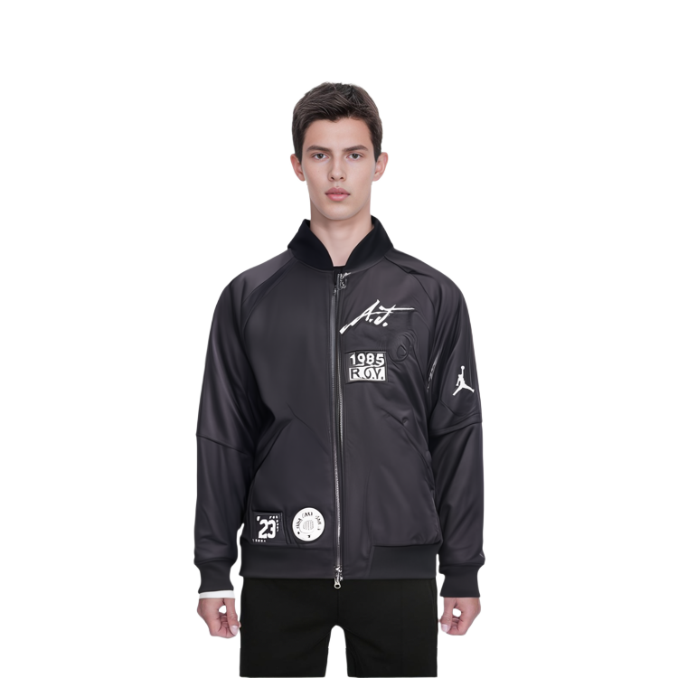 Cheap 조던 MA-1 블랙 로고 패치 봄버 재킷 CK1358-010