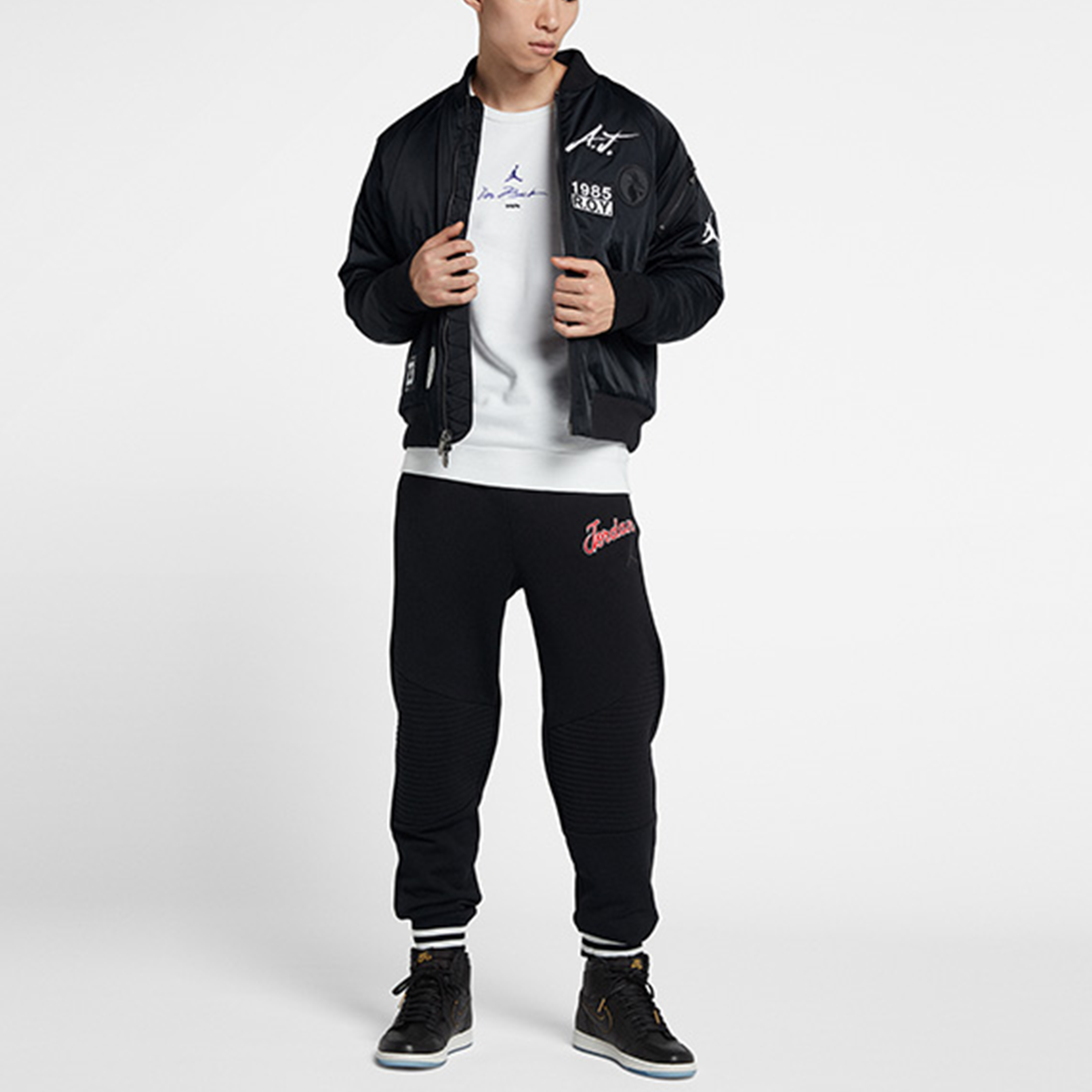 Sizing Chaqueta Jordan MA-1 Bomber Negra Abrigo de Invierno Algodón. AV5999-010