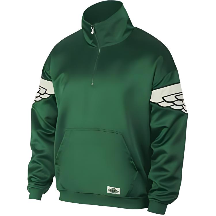 Jordan Michael Jordan Wing Embroidered High-Neck Zip-Up Sweatshirt Green Men AO0406-302
