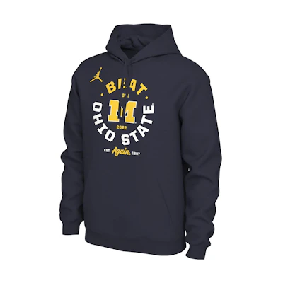 Jordan Michigan Letter Logo Print Hoodie Navy Blue Long Sleeve Sweatshirt HF9230-419