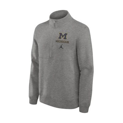 Jordan Michigan Wolverines College Primetime Zip Crew Sweatshirt Grey 0JJW06GMWN-4V0