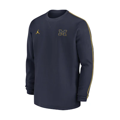 Jordan Michigan Wolverines Long-Sleeve Navy Sweatshirt - Embroidered Logo CLF24PT02FAN4V-MIC