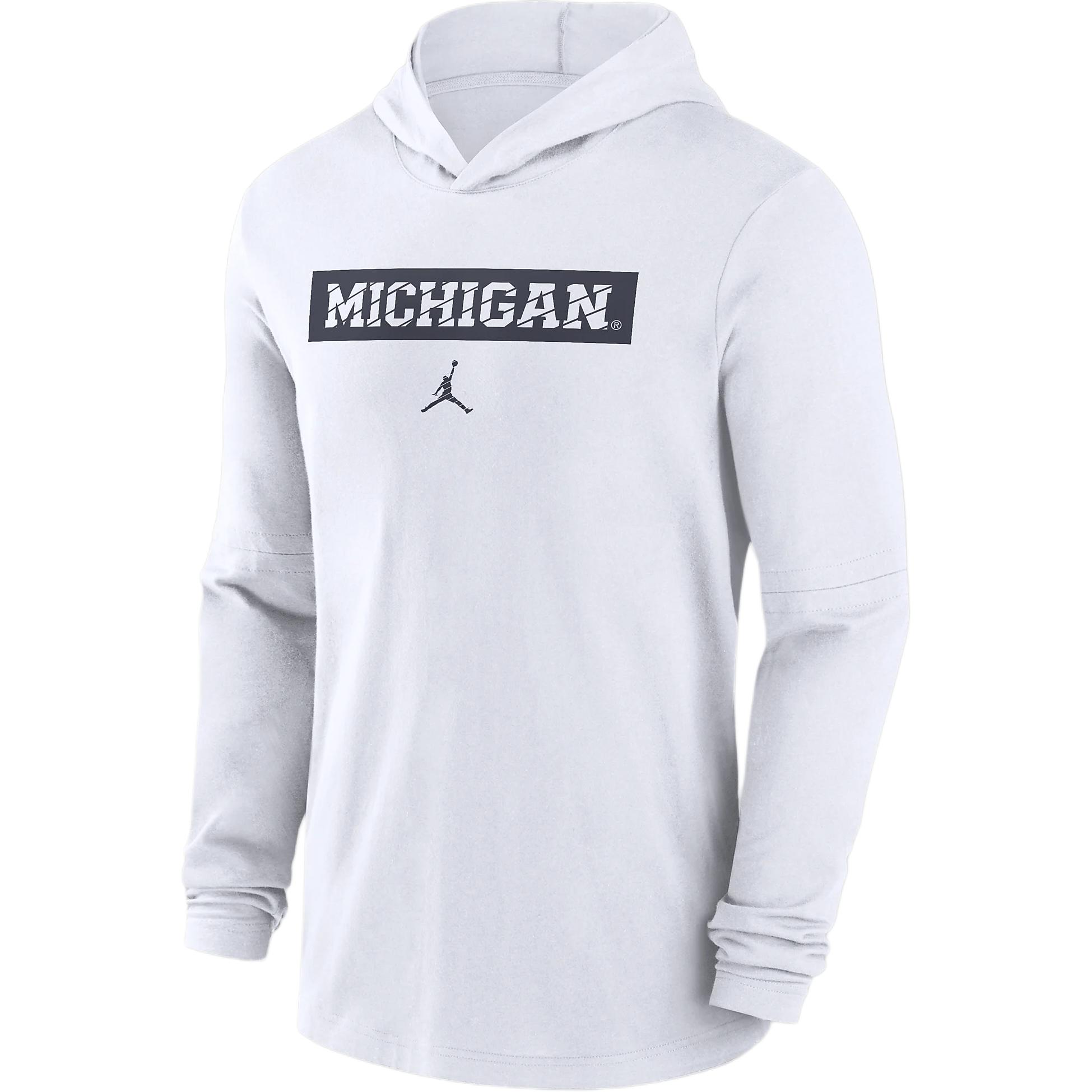 Jordan Michigan Wolverines Sideline Dri-FIT White Hoodie Casual Sportswear 02FC10AMWN-ZDG