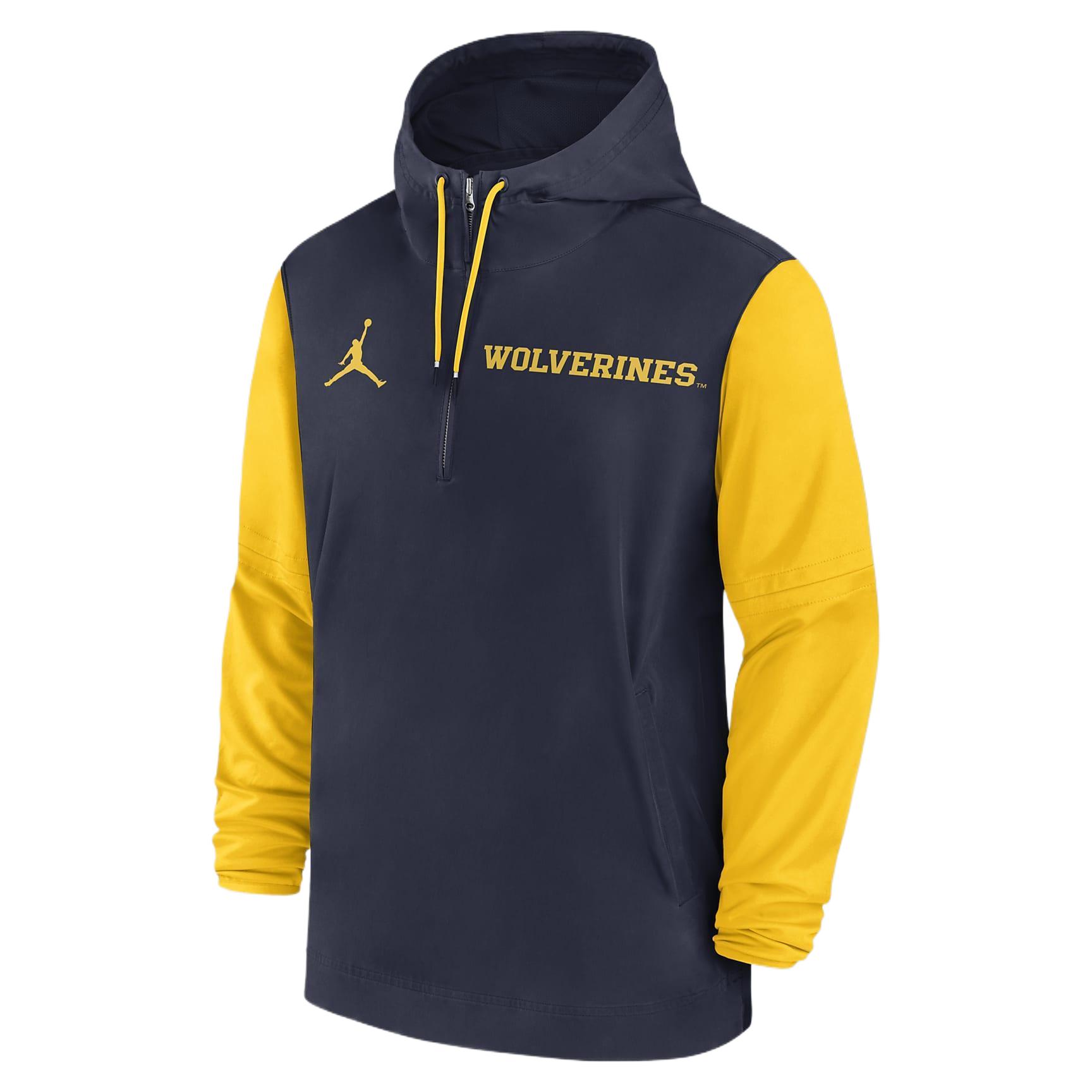 Jordan Michigan Wolverines Sideline Pre-Game Hoodie Navy Blue Pullover 02EZCNAMMWN-JL0