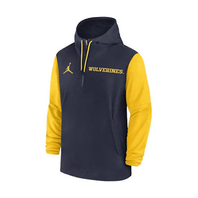 Jordan Michigan Wolverines Sideline Pre-Game Hoodie Navy Blue Pullover 02EZCNAMMWN-JL0