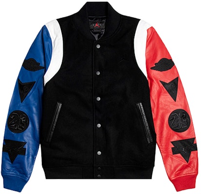 Jordan Mixed Sleeves Destroyer Leather Pilot Jacket Hitam AT9959-010 Buy Jordan Mixed Sleeves Destroyer Leather Pilot Jacket Hitam AT9959-010