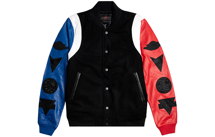 Order Jordan Mixed Sleeves Destroyer Leather Pilot Jacket Hitam AT9959-010