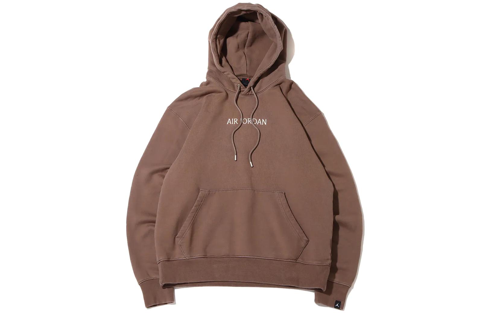 Jordan MJ Air Jersey Fleece Hoodie Brown Pullover with Embroidered Logo DV6463-270