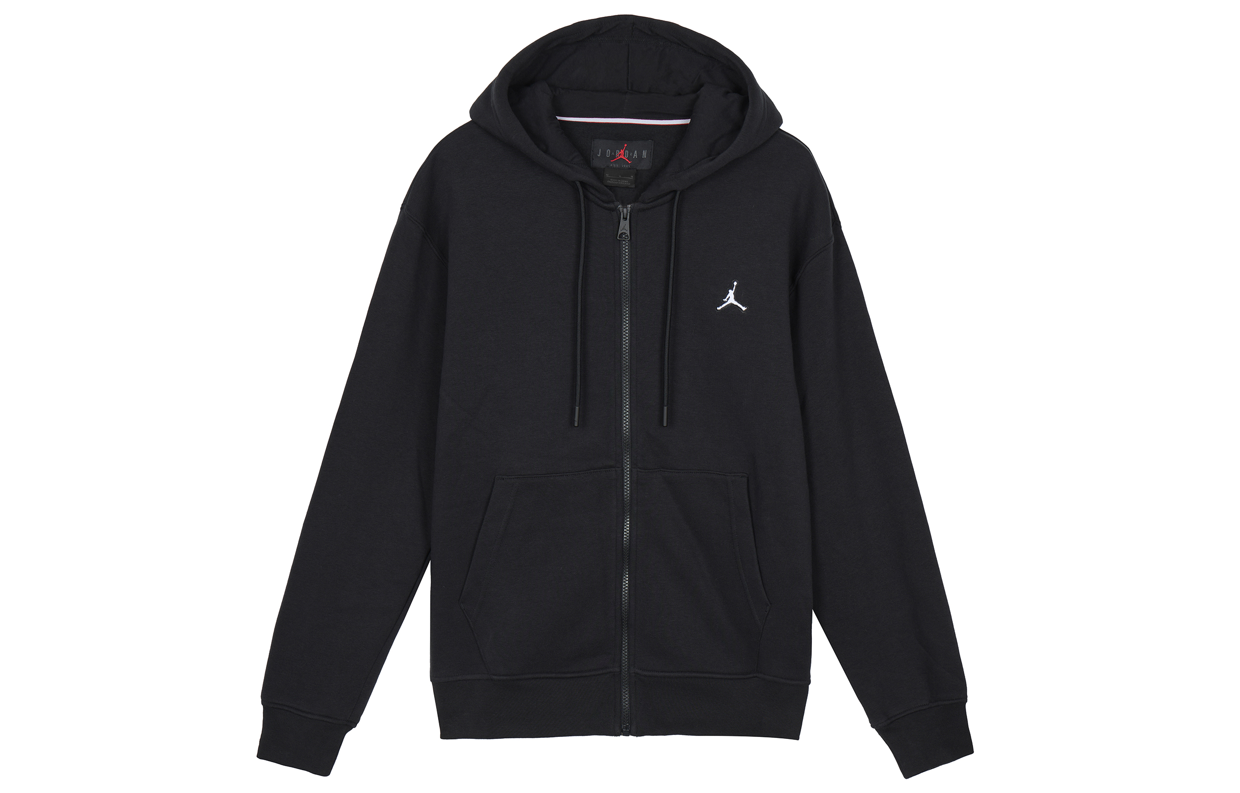 Jordan MJ ESS Fleece Full-Zip Hoodie Black - Logo Embroidered Sweatshirt Jacket DQ7351-010