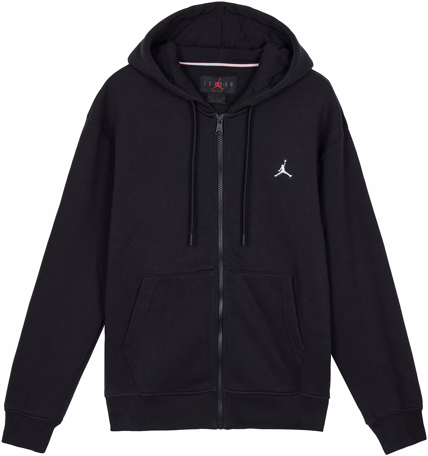 jordan-mj-ess-fleece-full-zip-hoodie-black-logo-embroidered-sweatshirt-jacket-dq-7351-010
