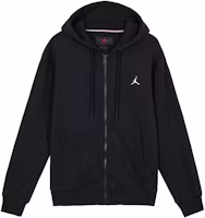Jordan MJ ESS Fleece Full-Zip Hoodie Black - Logo Embroidered Sweatshirt Jacket DQ7351-010 Jordan MJ ESS Fleece Full-Zip Hoodie Black - Logo Embroidered Sweatshirt Jacket DQ7351-010