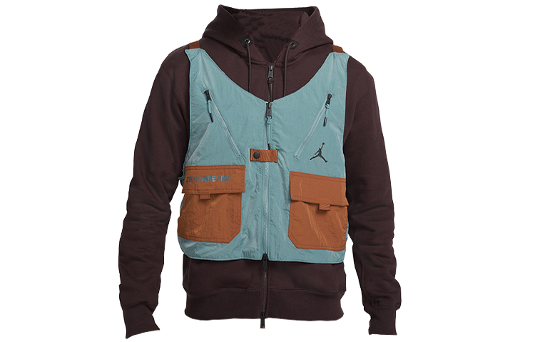 Jordan Multi-Pocket Removable Fleece Lined Hoodie Jacket Winter Brown DC9582-203