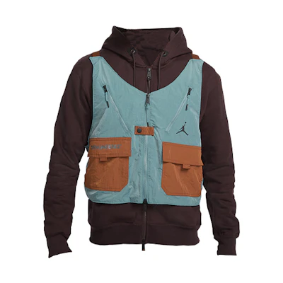Jordan Multi-Pocket Removable Fleece Lined Hoodie Jacket Winter Brown DC9582-203