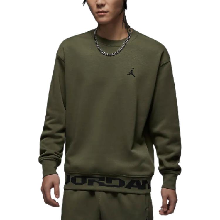 Jordan MVP Graphic Olive Green Fleece Crewneck Sweatshirt FV7437-222