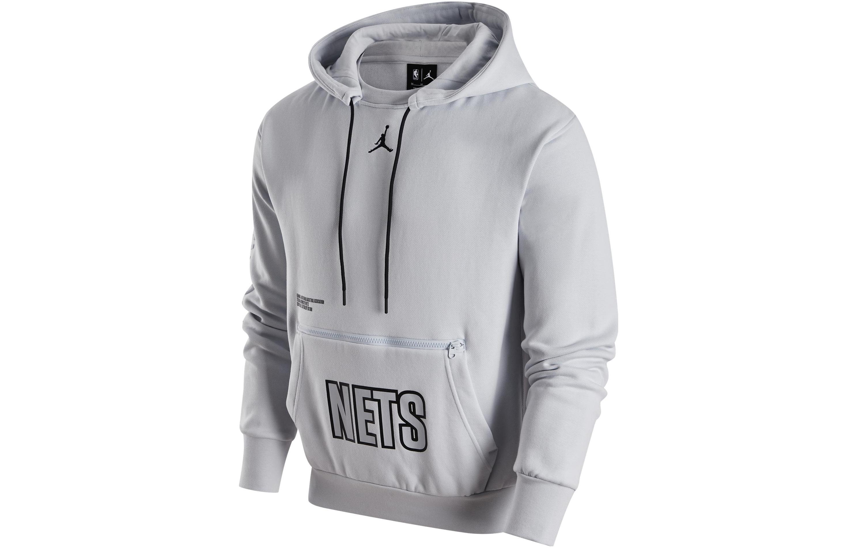 Jordan NBA Brooklyn Nets Alphabet Hoodie Pullover Fleece White/Gold DR7008-043