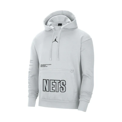 Jordan NBA Brooklyn Nets Logo Hoodie Pullover White Gold Basketball Wear DR6997-043