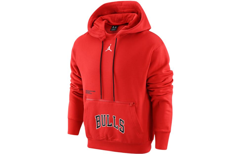 Jordan NBA Chicago Bulls Courtside Statement Hoodie Red Embroidered Logo DR7644-657