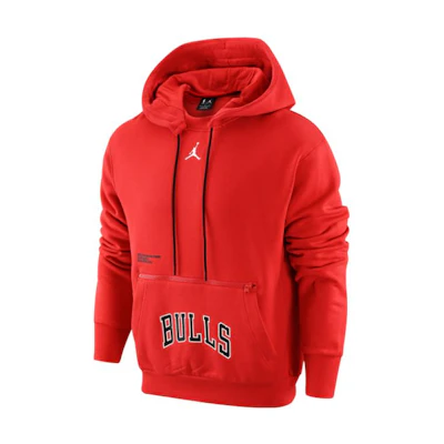 Jordan NBA Chicago Bulls Courtside Statement Hoodie Red Embroidered Logo DR7644-657