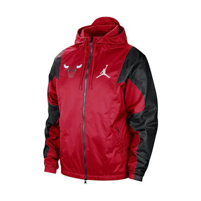 Jordan NBA Chicago Bulls Courtside Statement Logo Colorblock Hoodie Jacket Red Men DN9788-657