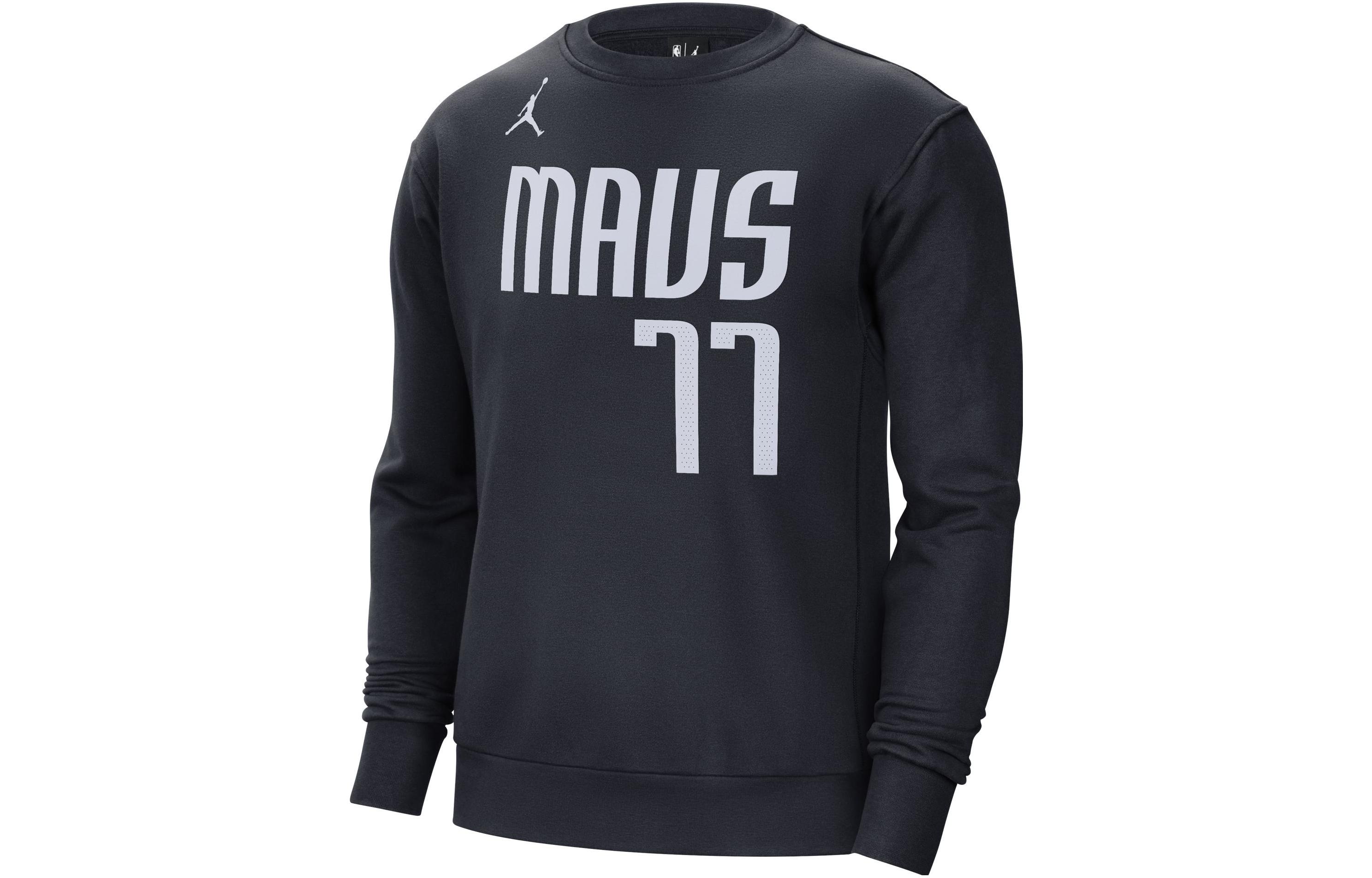 Jordan NBA Dallas Mavericks Logo Crewneck Fleece Sweatshirt Black () DR2531-426