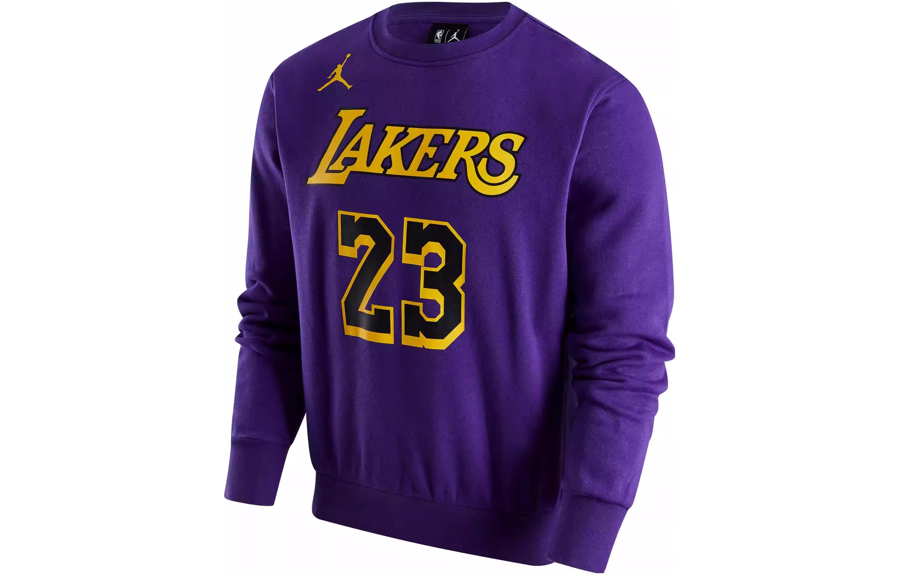 Jordan NBA Los Angeles Lakers Letter Crewneck Fleece Sweatshirt Purple () DR2409-508
