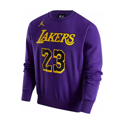 Jordan NBA Los Angeles Lakers Letter Crewneck Fleece Sweatshirt Purple () DR2409-508