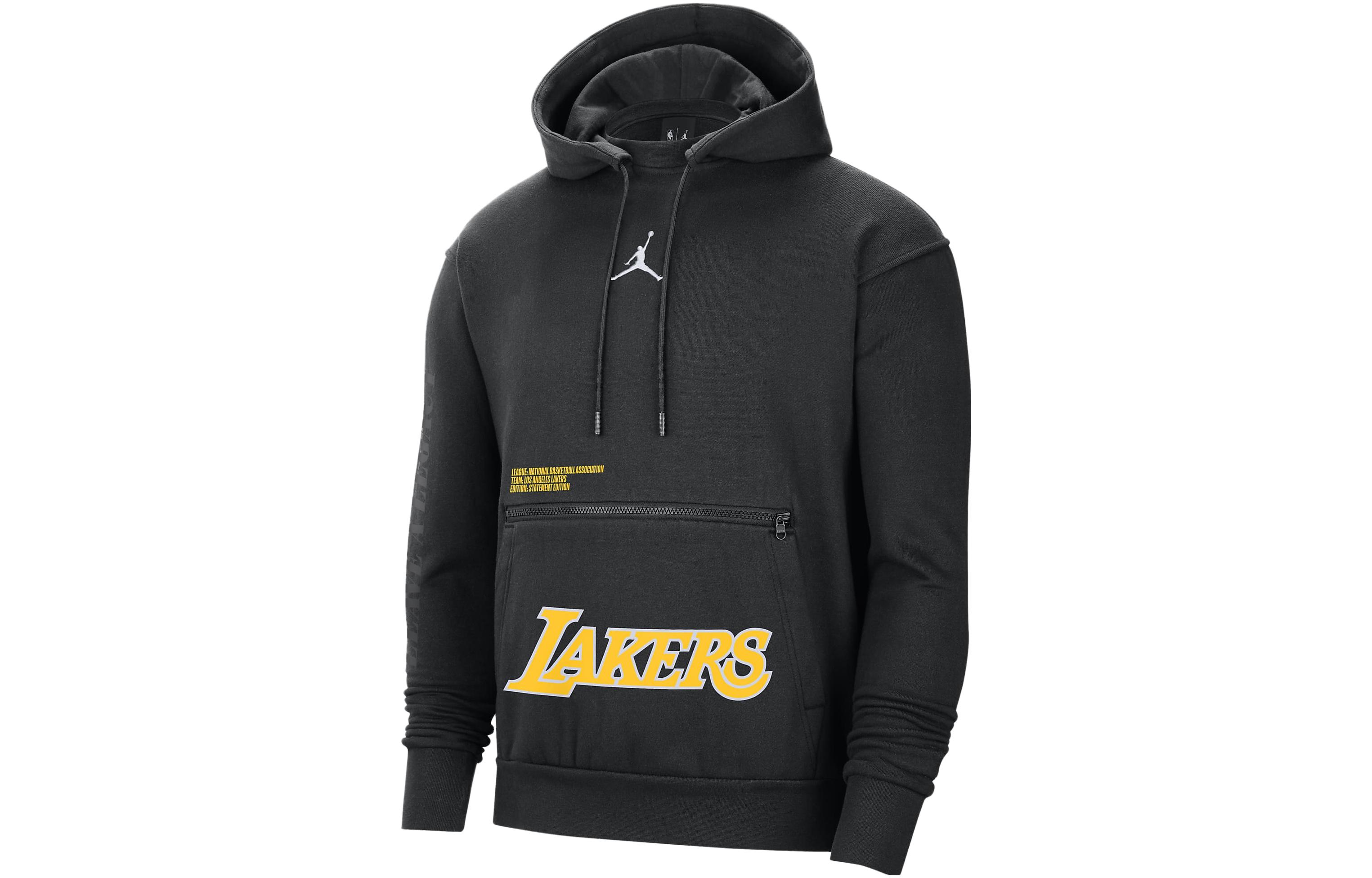 Jordan NBA Los Angeles Lakers Letter Print Hoodie Black Pullover DN4717-010
