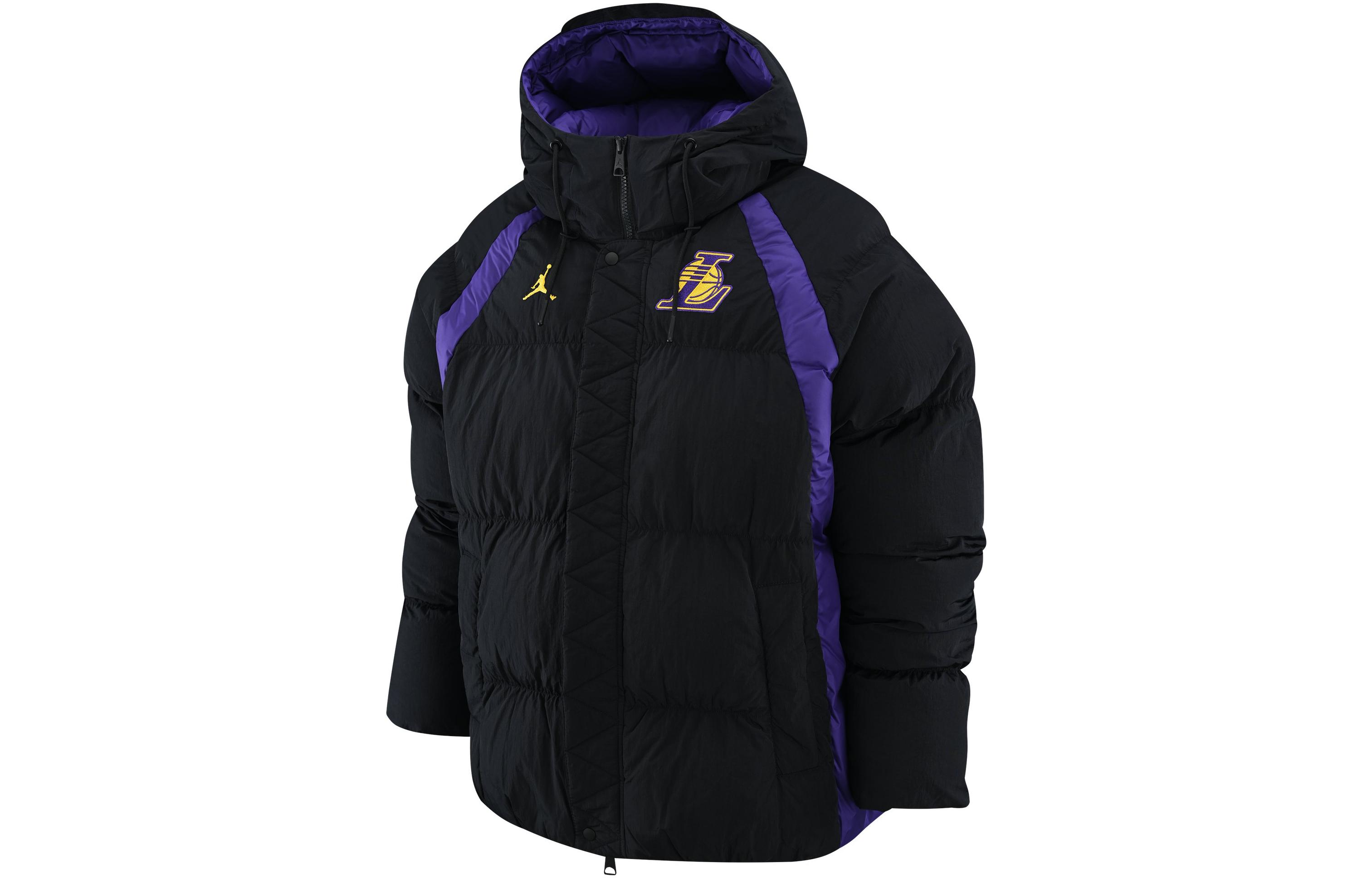 Jordan NBA Los Angeles Lakers Logo Embroidered Hoodie Jacket Black - . DR2445-010