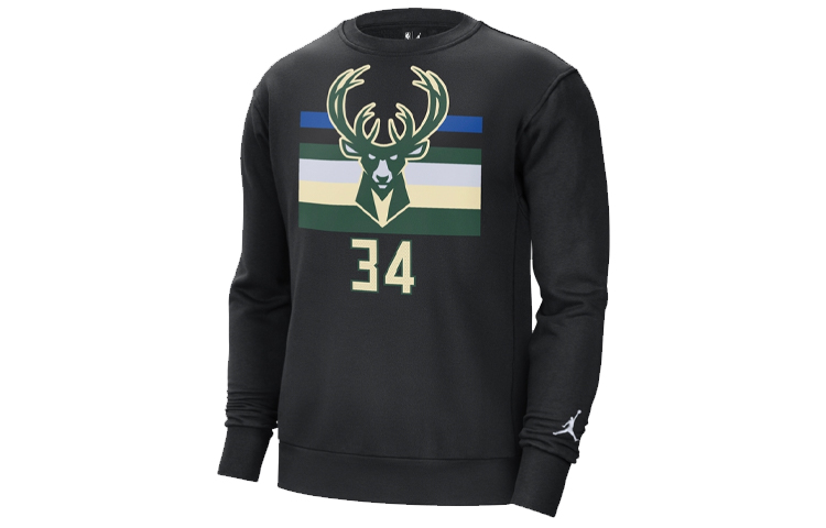 Jordan NBA Milwaukee Bucks Fleece Crewneck Sweatshirt Black () DC0814-010