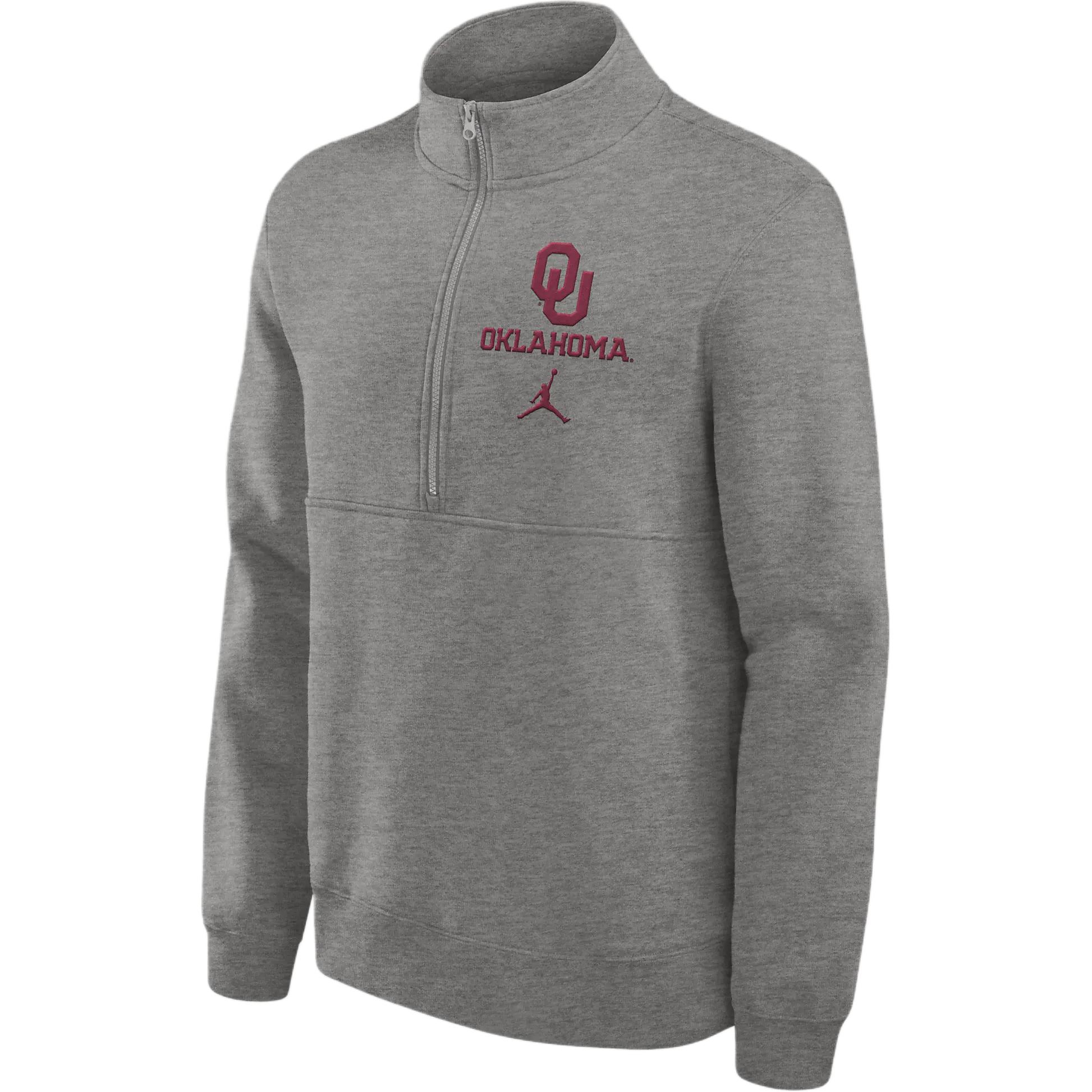 Jordan Oklahoma Sooners Primetime Club College Gray Quarter-Zip Sweatshirt 0JJW06GOKN-4V0