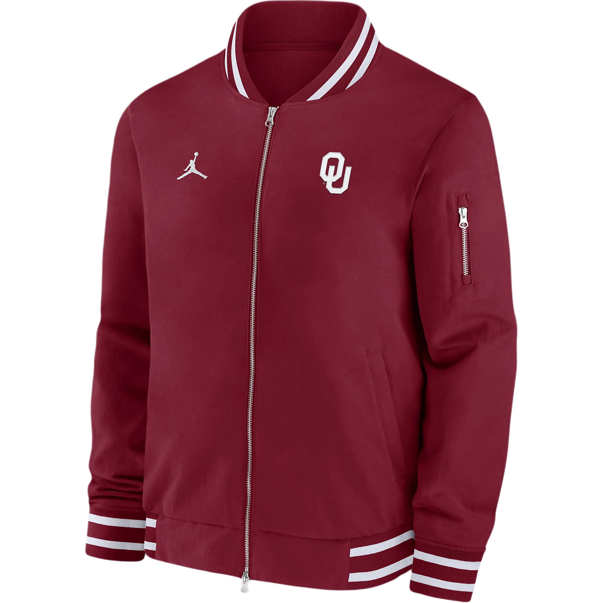 Jordan Oklahoma Sooners Sideline Logo Jacket Crimson Pilot Style 02F303AWOKN-43S