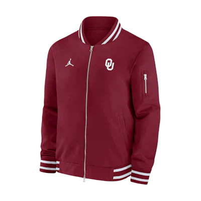 Jordan Oklahoma Sooners Sideline Logo Jacket Crimson Pilot Style 02F303AWOKN-43S