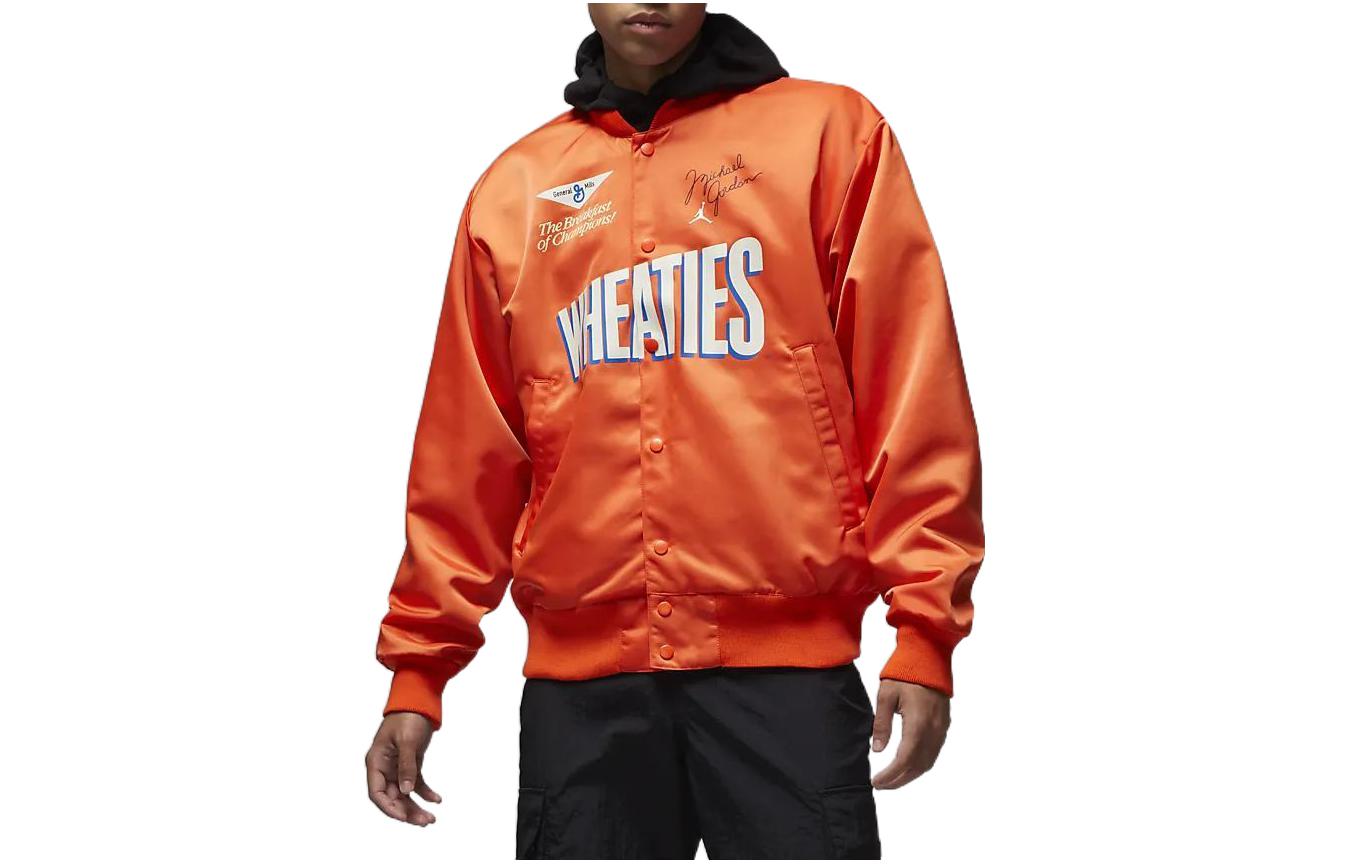 Jordan Orange Letter Printed Long Sleeve Baseball Jacket DV7578-817