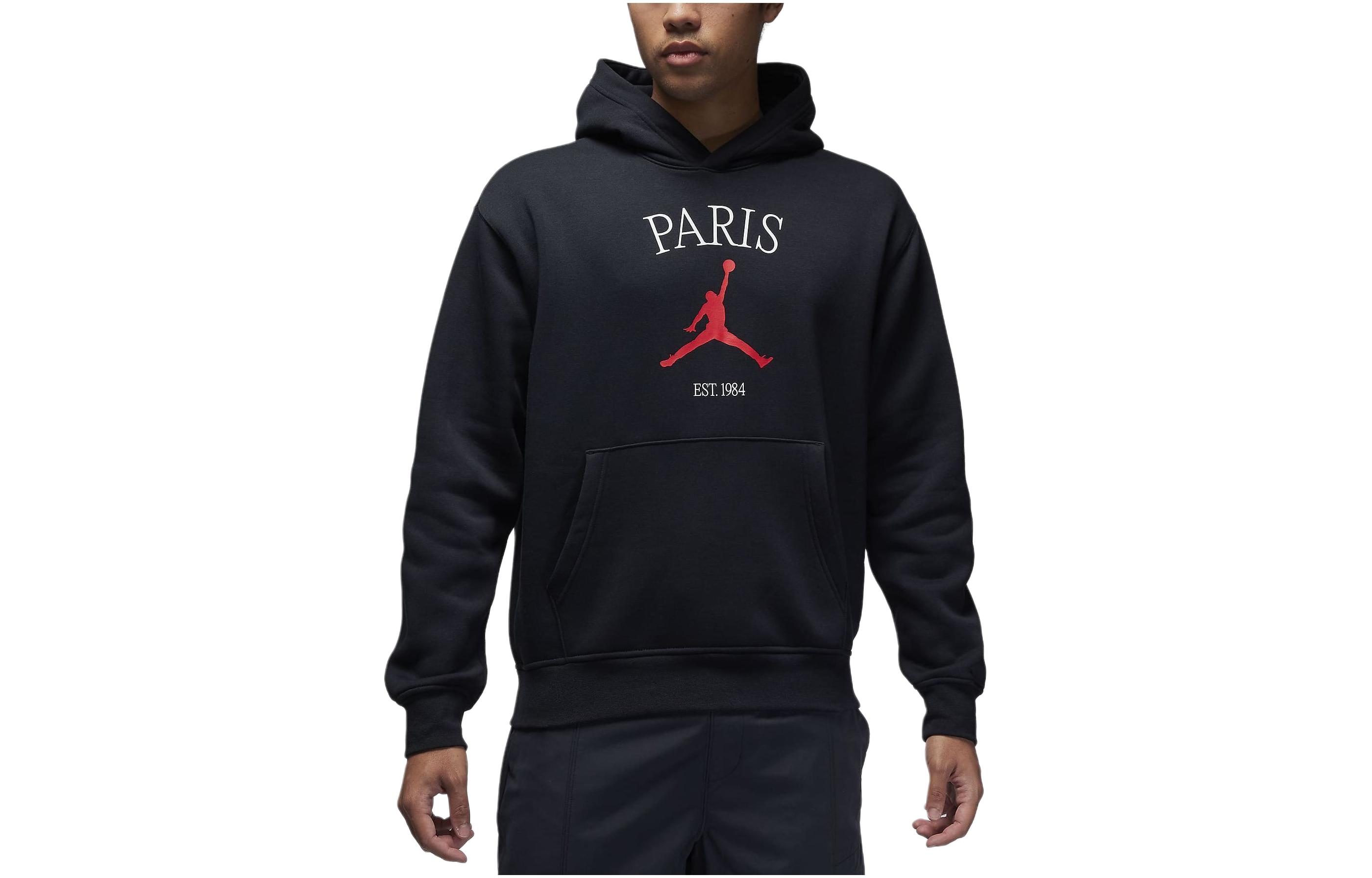 Jordan Paris Letter Logo Black Hoodie Long Sleeve Casual Sweatshirt HF1520-010