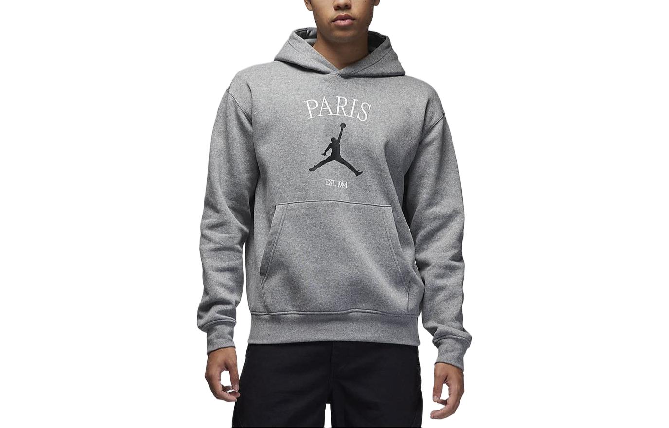 Jordan Paris Letter Logo Hoodie Grey Casual Long Sleeve HF1520-091