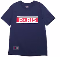 Jordan Paris Letter Print Soccer T-Shirt PSG Navy Blue Short Sleeve DB6511-410 Jordan Paris Letter Print Soccer T-Shirt PSG Navy Blue Short Sleeve DB6511-410