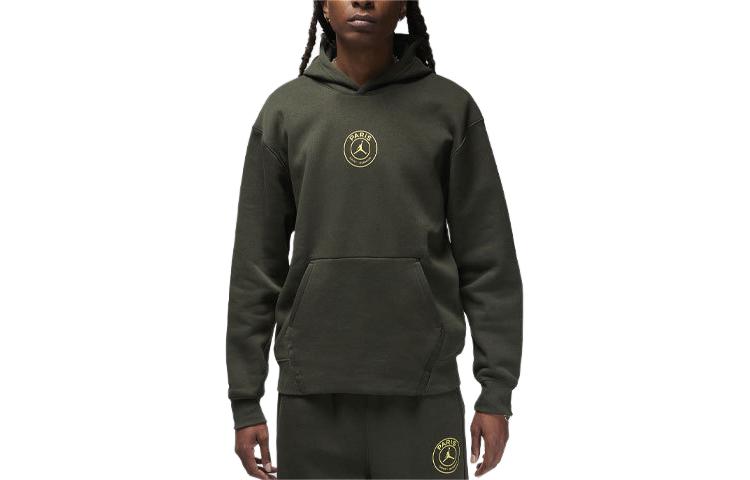 Jordan PSG Olive Green Logo Hoodie Men’s Loose Fit FN5326-355