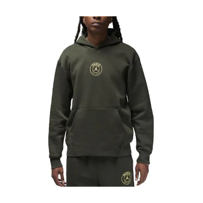 Jordan PSG Olive Green Logo Hoodie Men’s Loose Fit FN5326-355