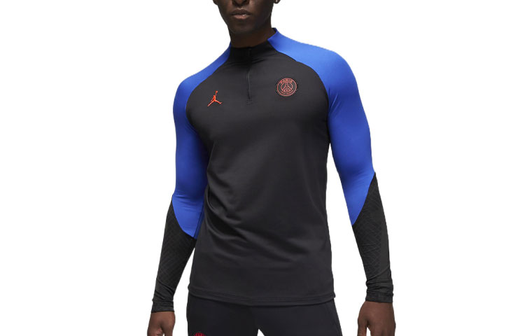 Jordan Paris Saint-Germain PSG Logo Slim-Fit Black Long-Sleeve Soccer Shirt Men DN1259-011