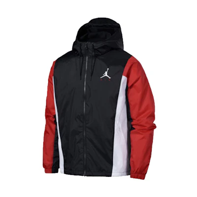 Jordan Patchwork Basketball Colorblock Logo Hoodie Jacket Men Black Red CV2241-010