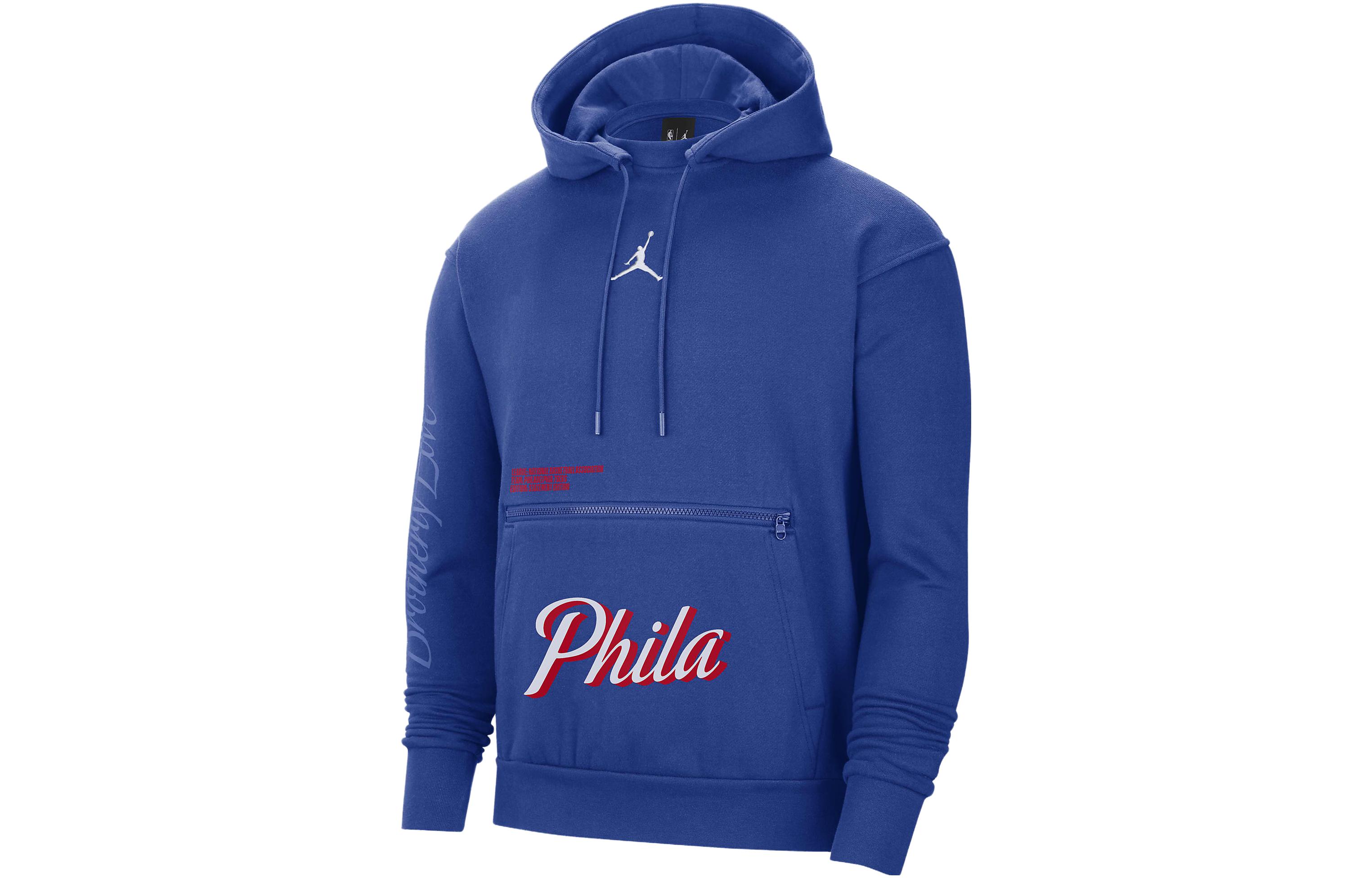 Jordan Philadelphia 76ers Courtside Statement Hoodie Blue Mens Pullover DR7005-495